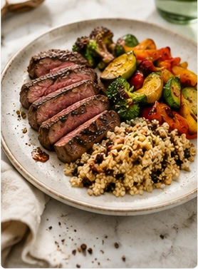 Balanced dinner with protein and vegetables